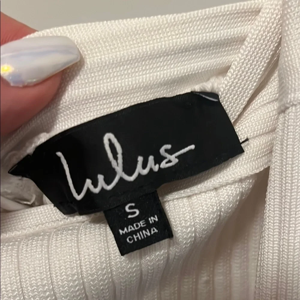 White Ribbed Two-Piece Set - Picture 2 of 6